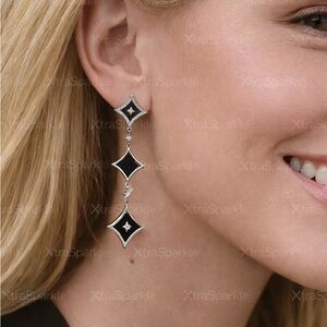Black and Silver Dangle Earrings High Quality Earrings Gift for Her